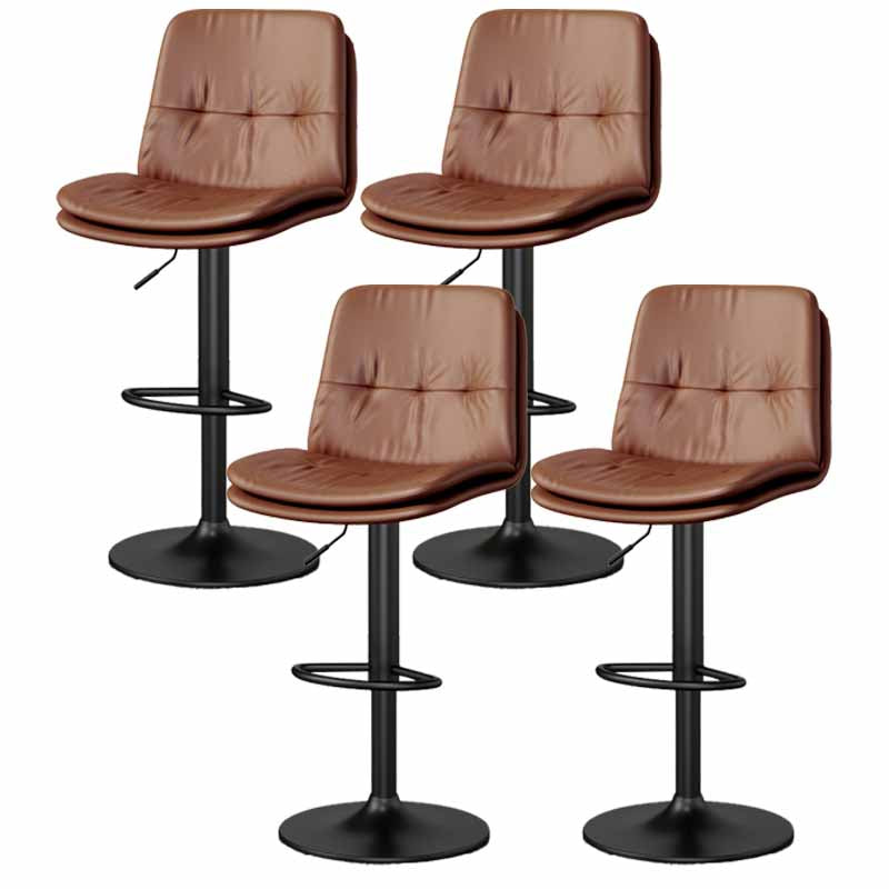 39.5" H Leather Swivel Barstool Nordic Adjustable Tall Stool for Indoor Brown 4 Piece Set Clearhalo 'Bar Furniture' 'Bar Stools' 'bar_stools' 'furn' 'furn_bar_stools' 'furniture_bar_stools' 'Kitchen & Dining Furniture' 'kitchen&dining_furn' 'kitchen' 'kitchen_furn' Furniture' 4416194