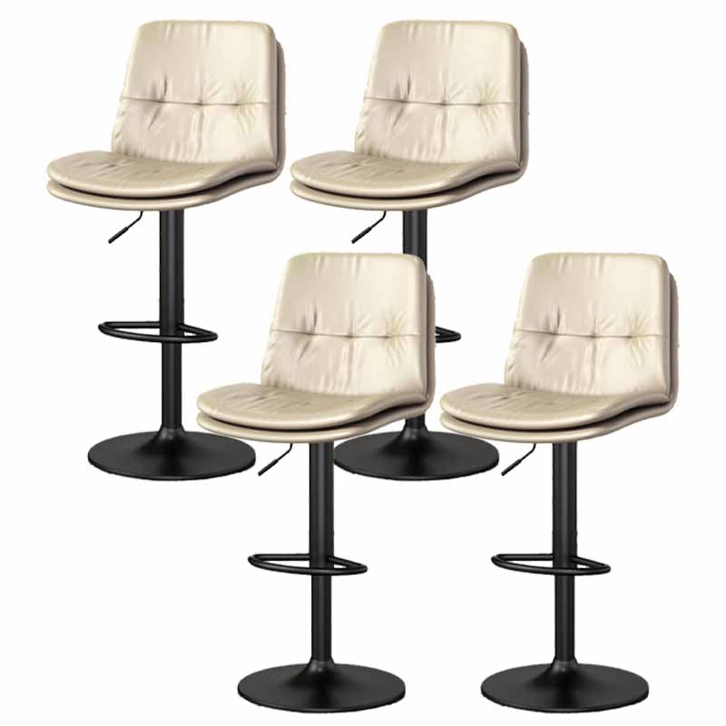 39.5" H Leather Swivel Barstool Nordic Adjustable Tall Stool for Indoor Light Khaki 4 Piece Set Clearhalo 'Bar Furniture' 'Bar Stools' 'bar_stools' 'furn' 'furn_bar_stools' 'furniture_bar_stools' 'Kitchen & Dining Furniture' 'kitchen&dining_furn' 'kitchen' 'kitchen_furn' Furniture' 4416195