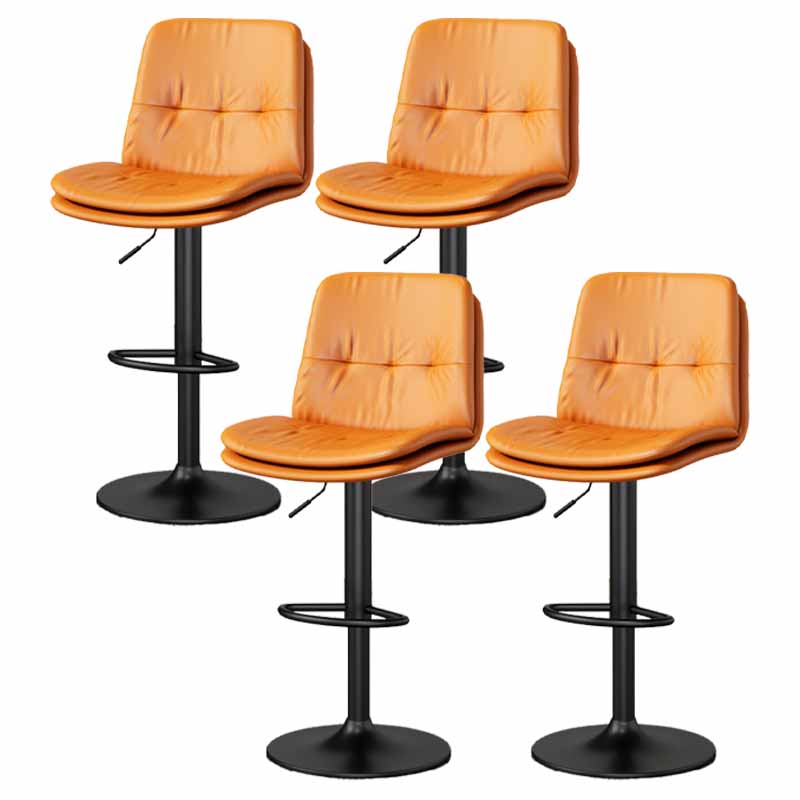 39.5" H Leather Swivel Barstool Nordic Adjustable Tall Stool for Indoor Orange 4 Piece Set Clearhalo 'Bar Furniture' 'Bar Stools' 'bar_stools' 'furn' 'furn_bar_stools' 'furniture_bar_stools' 'Kitchen & Dining Furniture' 'kitchen&dining_furn' 'kitchen' 'kitchen_furn' Furniture' 4416197