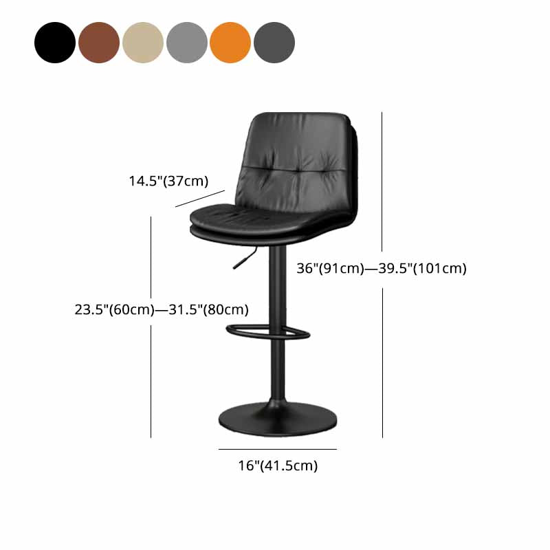 39.5" H Leather Swivel Barstool Nordic Adjustable Tall Stool for Indoor Clearhalo 'Bar Furniture' 'Bar Stools' 'bar_stools' 'furn' 'furn_bar_stools' 'furniture_bar_stools' 'Kitchen & Dining Furniture' 'kitchen&dining_furn' 'kitchen' 'kitchen_furn' Furniture' 4416199