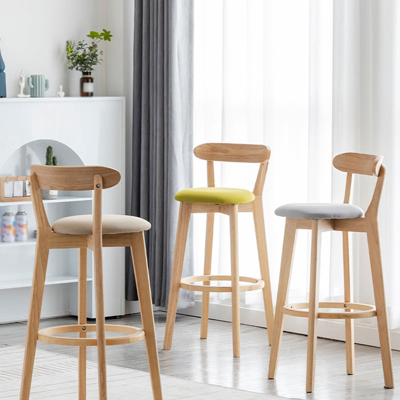Nordic Wood Simple Barstool 28" H Indoor Tall Stool with Upholstered Clearhalo 'Bar Furniture' 'Bar Stools' 'bar_stools' 'furn' 'furn_bar_stools' 'furniture_bar_stools' 'Kitchen & Dining Furniture' 'kitchen&dining_furn' 'kitchen' 'kitchen_furn' Furniture' 4416266