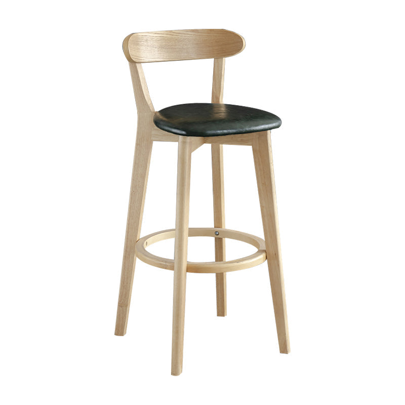 Nordic Wood Simple Barstool 28" H Indoor Tall Stool with Upholstered Blackish Green 1 Piece Clearhalo 'Bar Furniture' 'Bar Stools' 'bar_stools' 'furn' 'furn_bar_stools' 'furniture_bar_stools' 'Kitchen & Dining Furniture' 'kitchen&dining_furn' 'kitchen' 'kitchen_furn' Furniture' 4416267