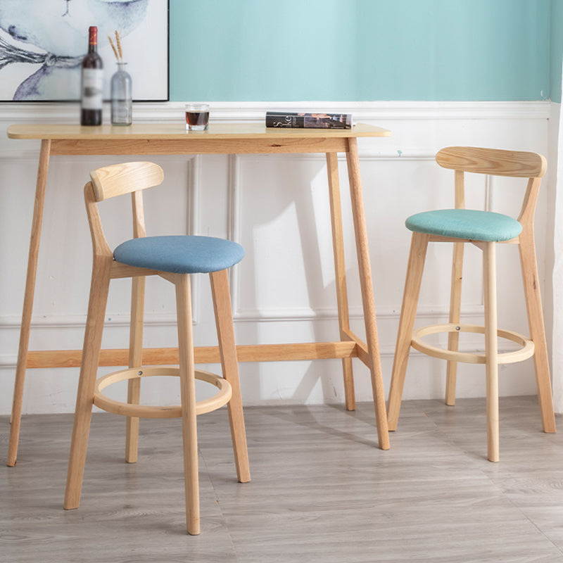 Nordic Wood Simple Barstool 28" H Indoor Tall Stool with Upholstered Clearhalo 'Bar Furniture' 'Bar Stools' 'bar_stools' 'furn' 'furn_bar_stools' 'furniture_bar_stools' 'Kitchen & Dining Furniture' 'kitchen&dining_furn' 'kitchen' 'kitchen_furn' Furniture' 4416270