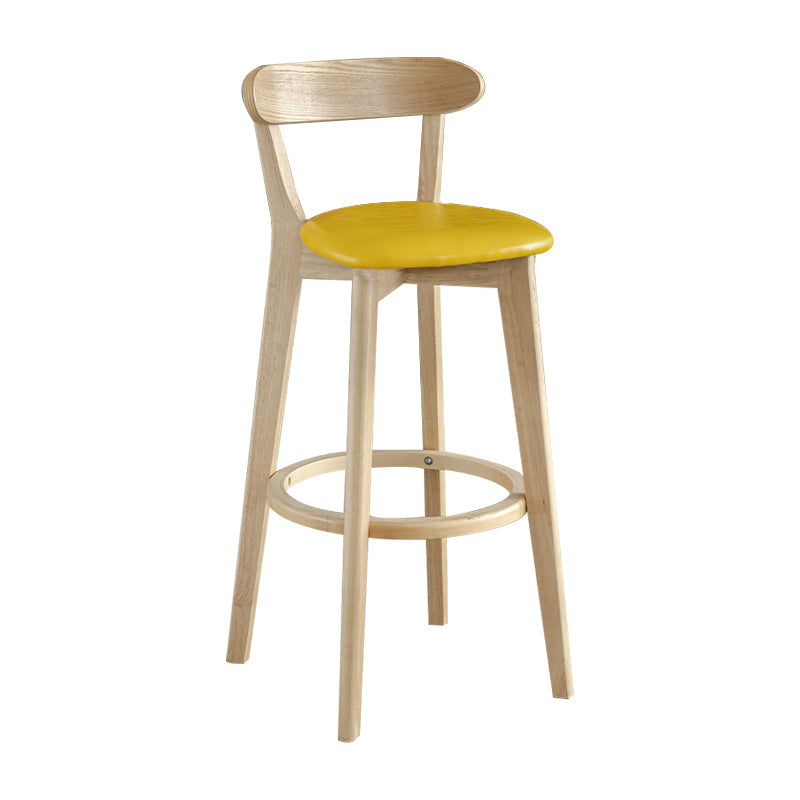 Nordic Wood Simple Barstool 28" H Indoor Tall Stool with Upholstered Dark Yellow 1 Piece Clearhalo 'Bar Furniture' 'Bar Stools' 'bar_stools' 'furn' 'furn_bar_stools' 'furniture_bar_stools' 'Kitchen & Dining Furniture' 'kitchen&dining_furn' 'kitchen' 'kitchen_furn' Furniture' 4416271
