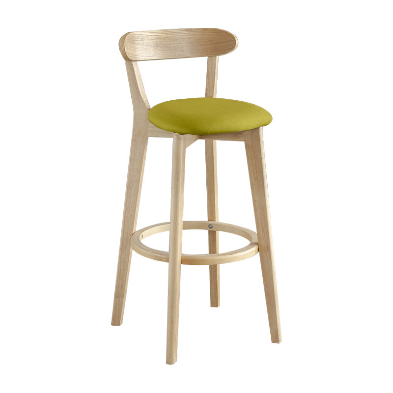 Nordic Wood Simple Barstool 28" H Indoor Tall Stool with Upholstered Green 1 Piece Clearhalo 'Bar Furniture' 'Bar Stools' 'bar_stools' 'furn' 'furn_bar_stools' 'furniture_bar_stools' 'Kitchen & Dining Furniture' 'kitchen&dining_furn' 'kitchen' 'kitchen_furn' Furniture' 4416275