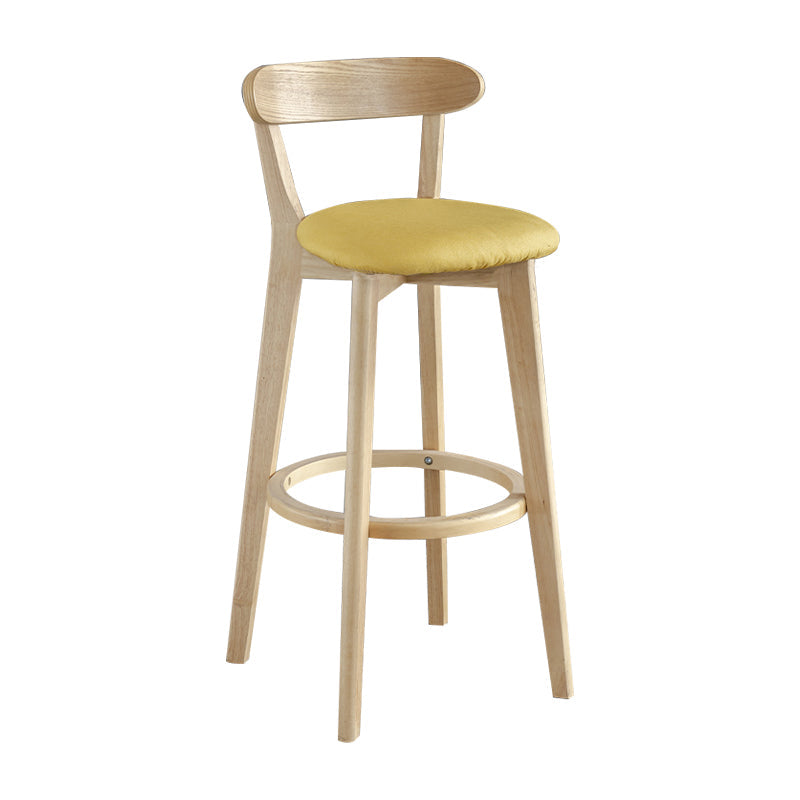 Nordic Wood Simple Barstool 28" H Indoor Tall Stool with Upholstered Yellow 1 Piece Clearhalo 'Bar Furniture' 'Bar Stools' 'bar_stools' 'furn' 'furn_bar_stools' 'furniture_bar_stools' 'Kitchen & Dining Furniture' 'kitchen&dining_furn' 'kitchen' 'kitchen_furn' Furniture' 4416277