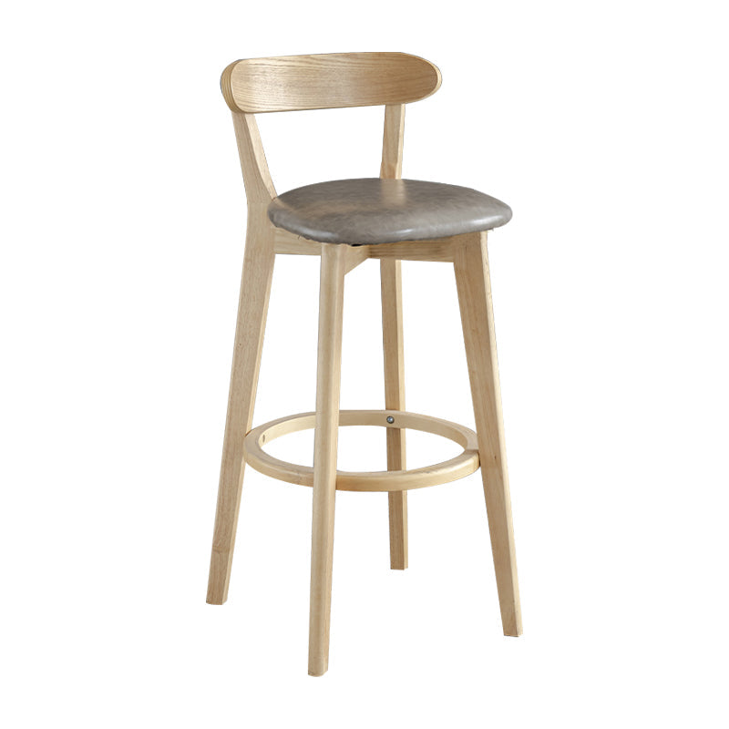 Nordic Wood Simple Barstool 28" H Indoor Tall Stool with Upholstered Grey 1 Piece Clearhalo 'Bar Furniture' 'Bar Stools' 'bar_stools' 'furn' 'furn_bar_stools' 'furniture_bar_stools' 'Kitchen & Dining Furniture' 'kitchen&dining_furn' 'kitchen' 'kitchen_furn' Furniture' 4416281