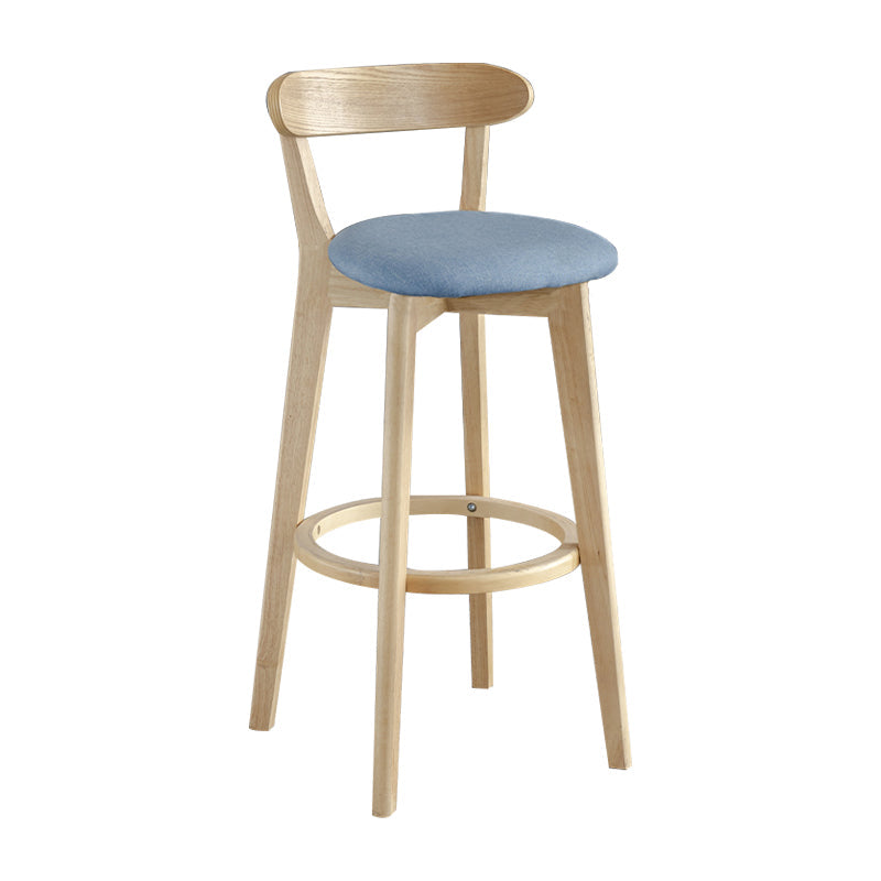 Nordic Wood Simple Barstool 28" H Indoor Tall Stool with Upholstered Sky Blue 1 Piece Clearhalo 'Bar Furniture' 'Bar Stools' 'bar_stools' 'furn' 'furn_bar_stools' 'furniture_bar_stools' 'Kitchen & Dining Furniture' 'kitchen&dining_furn' 'kitchen' 'kitchen_furn' Furniture' 4416283