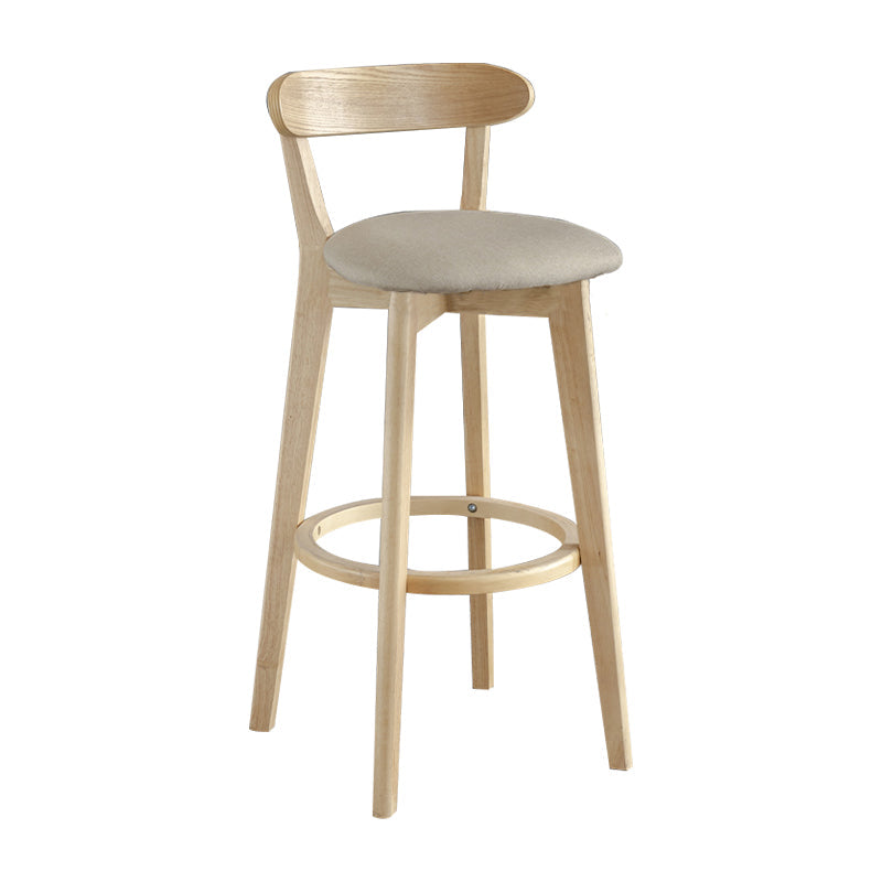 Nordic Wood Simple Barstool 28" H Indoor Tall Stool with Upholstered Khaki 1 Piece Clearhalo 'Bar Furniture' 'Bar Stools' 'bar_stools' 'furn' 'furn_bar_stools' 'furniture_bar_stools' 'Kitchen & Dining Furniture' 'kitchen&dining_furn' 'kitchen' 'kitchen_furn' Furniture' 4416284
