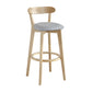 Nordic Wood Simple Barstool 28" H Indoor Tall Stool with Upholstered Light Gray 1 Piece Clearhalo 'Bar Furniture' 'Bar Stools' 'bar_stools' 'furn' 'furn_bar_stools' 'furniture_bar_stools' 'Kitchen & Dining Furniture' 'kitchen&dining_furn' 'kitchen' 'kitchen_furn' Furniture' 4416288