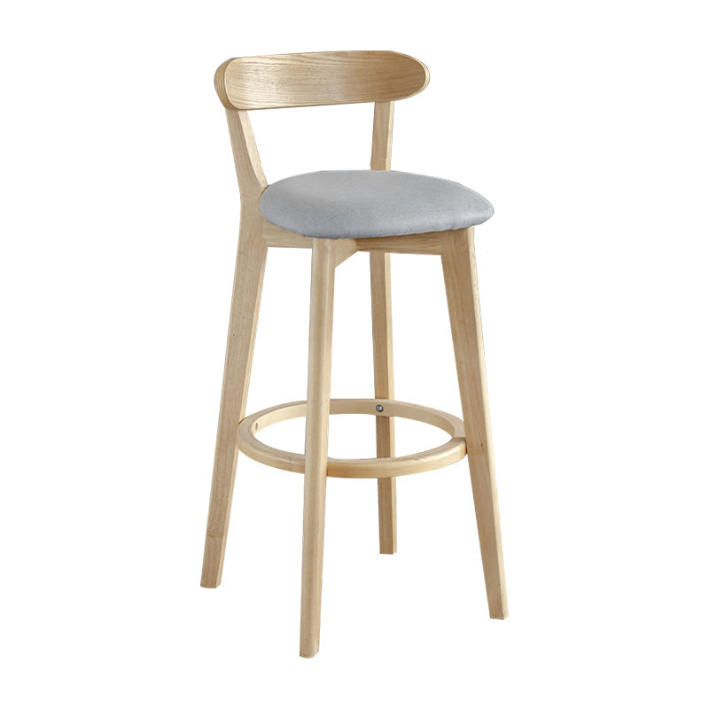 Nordic Wood Simple Barstool 28" H Indoor Tall Stool with Upholstered Light Gray 1 Piece Clearhalo 'Bar Furniture' 'Bar Stools' 'bar_stools' 'furn' 'furn_bar_stools' 'furniture_bar_stools' 'Kitchen & Dining Furniture' 'kitchen&dining_furn' 'kitchen' 'kitchen_furn' Furniture' 4416288