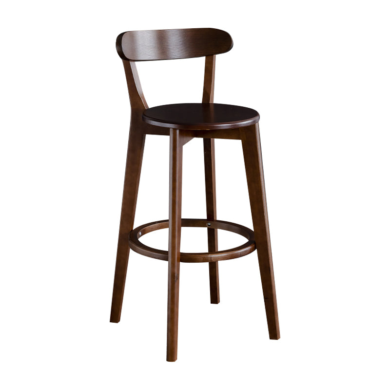 Nordic Wood Simple Barstool 28" H Indoor Tall Stool with Upholstered Brown 1 Piece Clearhalo 'Bar Furniture' 'Bar Stools' 'bar_stools' 'furn' 'furn_bar_stools' 'furniture_bar_stools' 'Kitchen & Dining Furniture' 'kitchen&dining_furn' 'kitchen' 'kitchen_furn' Furniture' 4416289
