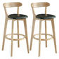 Nordic Wood Simple Barstool 28" H Indoor Tall Stool with Upholstered Blackish Green 2 Piece Set Clearhalo 'Bar Furniture' 'Bar Stools' 'bar_stools' 'furn' 'furn_bar_stools' 'furniture_bar_stools' 'Kitchen & Dining Furniture' 'kitchen&dining_furn' 'kitchen' 'kitchen_furn' Furniture' 4416293
