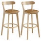 Nordic Wood Simple Barstool 28" H Indoor Tall Stool with Upholstered Ginger 2 Piece Set Clearhalo 'Bar Furniture' 'Bar Stools' 'bar_stools' 'furn' 'furn_bar_stools' 'furniture_bar_stools' 'Kitchen & Dining Furniture' 'kitchen&dining_furn' 'kitchen' 'kitchen_furn' Furniture' 4416294