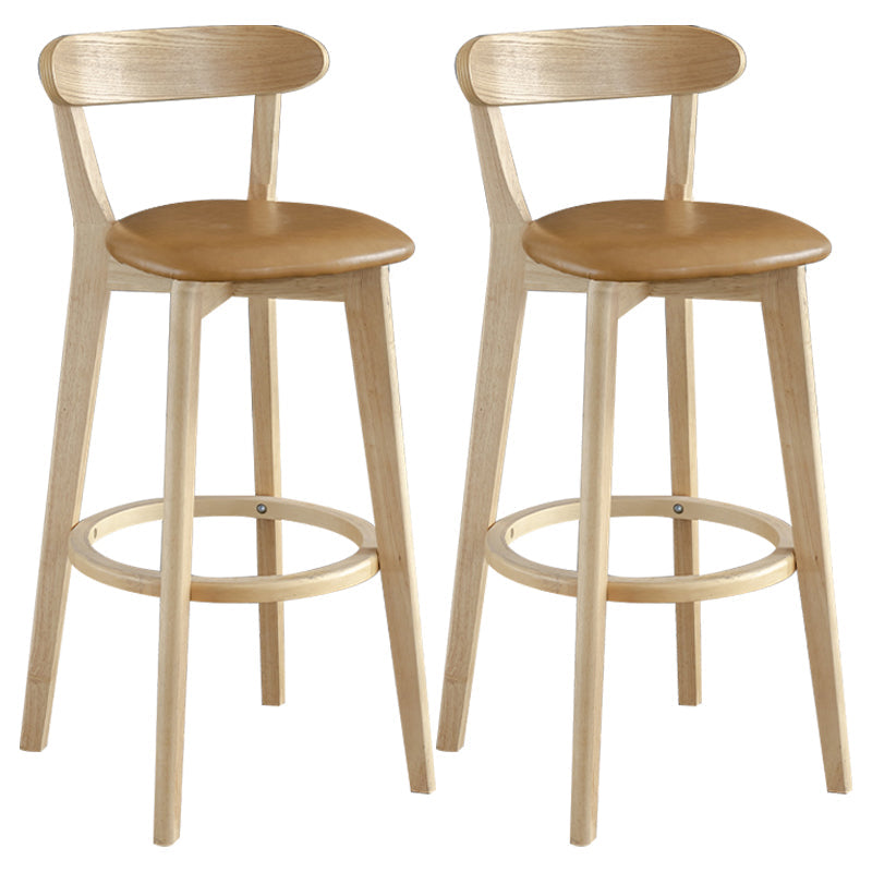 Nordic Wood Simple Barstool 28" H Indoor Tall Stool with Upholstered Ginger 2 Piece Set Clearhalo 'Bar Furniture' 'Bar Stools' 'bar_stools' 'furn' 'furn_bar_stools' 'furniture_bar_stools' 'Kitchen & Dining Furniture' 'kitchen&dining_furn' 'kitchen' 'kitchen_furn' Furniture' 4416294
