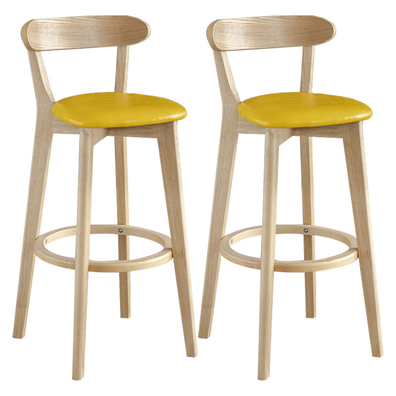 Nordic Wood Simple Barstool 28" H Indoor Tall Stool with Upholstered Dark Yellow 2 Piece Set Clearhalo 'Bar Furniture' 'Bar Stools' 'bar_stools' 'furn' 'furn_bar_stools' 'furniture_bar_stools' 'Kitchen & Dining Furniture' 'kitchen&dining_furn' 'kitchen' 'kitchen_furn' Furniture' 4416295