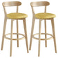 Nordic Wood Simple Barstool 28" H Indoor Tall Stool with Upholstered Yellow 2 Piece Set Clearhalo 'Bar Furniture' 'Bar Stools' 'bar_stools' 'furn' 'furn_bar_stools' 'furniture_bar_stools' 'Kitchen & Dining Furniture' 'kitchen&dining_furn' 'kitchen' 'kitchen_furn' Furniture' 4416298