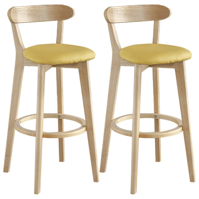 Nordic Wood Simple Barstool 28" H Indoor Tall Stool with Upholstered Yellow 2 Piece Set Clearhalo 'Bar Furniture' 'Bar Stools' 'bar_stools' 'furn' 'furn_bar_stools' 'furniture_bar_stools' 'Kitchen & Dining Furniture' 'kitchen&dining_furn' 'kitchen' 'kitchen_furn' Furniture' 4416298