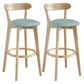 Nordic Wood Simple Barstool 28" H Indoor Tall Stool with Upholstered Mint Green 2 Piece Set Clearhalo 'Bar Furniture' 'Bar Stools' 'bar_stools' 'furn' 'furn_bar_stools' 'furniture_bar_stools' 'Kitchen & Dining Furniture' 'kitchen&dining_furn' 'kitchen' 'kitchen_furn' Furniture' 4416299