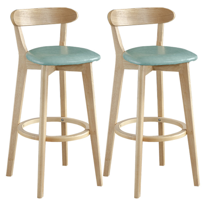 Nordic Wood Simple Barstool 28" H Indoor Tall Stool with Upholstered Light Green 2 Piece Set Clearhalo 'Bar Furniture' 'Bar Stools' 'bar_stools' 'furn' 'furn_bar_stools' 'furniture_bar_stools' 'Kitchen & Dining Furniture' 'kitchen&dining_furn' 'kitchen' 'kitchen_furn' Furniture' 4416301