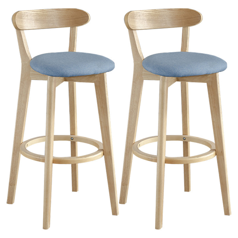 Nordic Wood Simple Barstool 28" H Indoor Tall Stool with Upholstered Sky Blue 2 Piece Set Clearhalo 'Bar Furniture' 'Bar Stools' 'bar_stools' 'furn' 'furn_bar_stools' 'furniture_bar_stools' 'Kitchen & Dining Furniture' 'kitchen&dining_furn' 'kitchen' 'kitchen_furn' Furniture' 4416302
