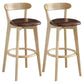 Nordic Wood Simple Barstool 28" H Indoor Tall Stool with Upholstered Dark Brown 2 Piece Set Clearhalo 'Bar Furniture' 'Bar Stools' 'bar_stools' 'furn' 'furn_bar_stools' 'furniture_bar_stools' 'Kitchen & Dining Furniture' 'kitchen&dining_furn' 'kitchen' 'kitchen_furn' Furniture' 4416304