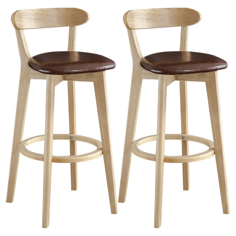 Nordic Wood Simple Barstool 28" H Indoor Tall Stool with Upholstered Dark Brown 2 Piece Set Clearhalo 'Bar Furniture' 'Bar Stools' 'bar_stools' 'furn' 'furn_bar_stools' 'furniture_bar_stools' 'Kitchen & Dining Furniture' 'kitchen&dining_furn' 'kitchen' 'kitchen_furn' Furniture' 4416304