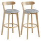 Nordic Wood Simple Barstool 28" H Indoor Tall Stool with Upholstered Light Gray 2 Piece Set Clearhalo 'Bar Furniture' 'Bar Stools' 'bar_stools' 'furn' 'furn_bar_stools' 'furniture_bar_stools' 'Kitchen & Dining Furniture' 'kitchen&dining_furn' 'kitchen' 'kitchen_furn' Furniture' 4416307