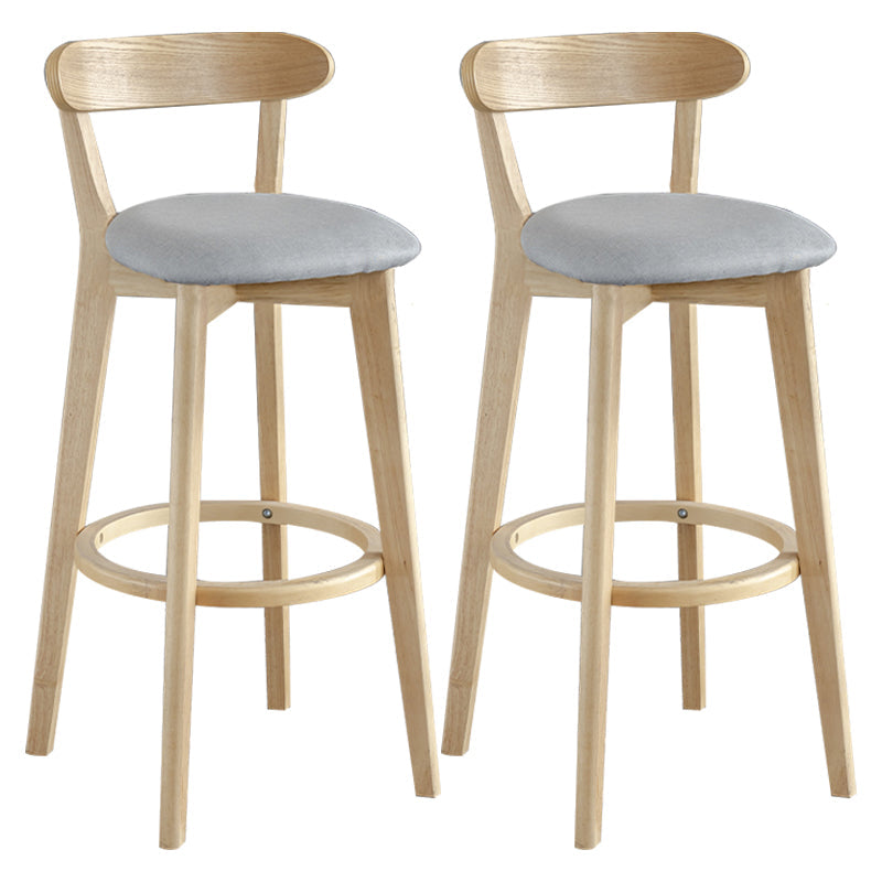 Nordic Wood Simple Barstool 28" H Indoor Tall Stool with Upholstered Light Gray 2 Piece Set Clearhalo 'Bar Furniture' 'Bar Stools' 'bar_stools' 'furn' 'furn_bar_stools' 'furniture_bar_stools' 'Kitchen & Dining Furniture' 'kitchen&dining_furn' 'kitchen' 'kitchen_furn' Furniture' 4416307