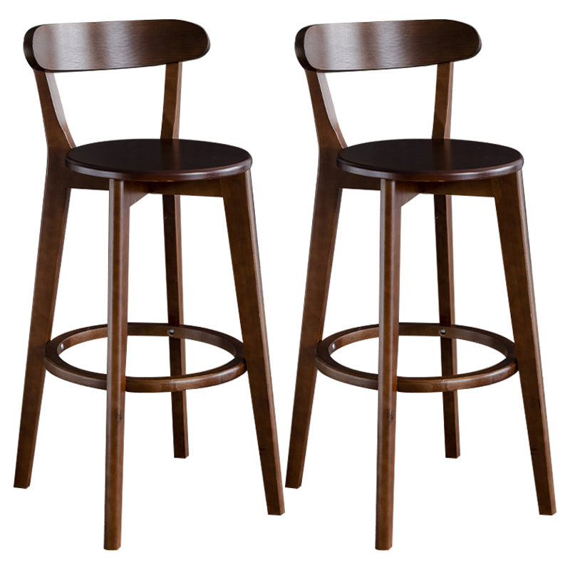 Nordic Wood Simple Barstool 28" H Indoor Tall Stool with Upholstered Brown 2 Piece Set Clearhalo 'Bar Furniture' 'Bar Stools' 'bar_stools' 'furn' 'furn_bar_stools' 'furniture_bar_stools' 'Kitchen & Dining Furniture' 'kitchen&dining_furn' 'kitchen' 'kitchen_furn' Furniture' 4416308
