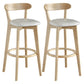 Nordic Wood Simple Barstool 28" H Indoor Tall Stool with Upholstered White 2 Piece Set Clearhalo 'Bar Furniture' 'Bar Stools' 'bar_stools' 'furn' 'furn_bar_stools' 'furniture_bar_stools' 'Kitchen & Dining Furniture' 'kitchen&dining_furn' 'kitchen' 'kitchen_furn' Furniture' 4416309
