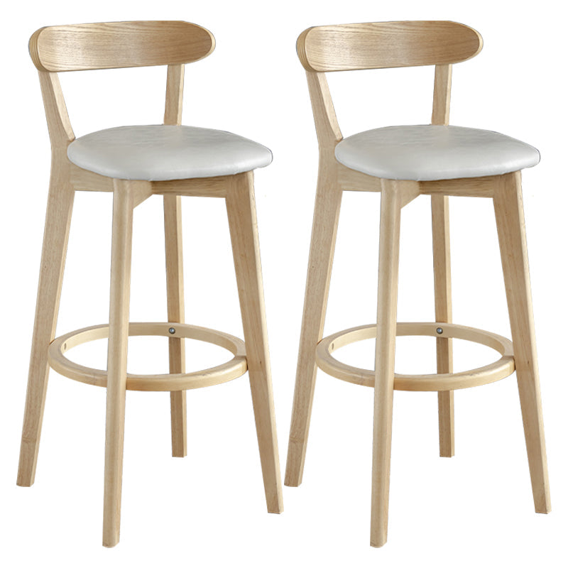 Nordic Wood Simple Barstool 28" H Indoor Tall Stool with Upholstered White 2 Piece Set Clearhalo 'Bar Furniture' 'Bar Stools' 'bar_stools' 'furn' 'furn_bar_stools' 'furniture_bar_stools' 'Kitchen & Dining Furniture' 'kitchen&dining_furn' 'kitchen' 'kitchen_furn' Furniture' 4416309