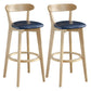 Nordic Wood Simple Barstool 28" H Indoor Tall Stool with Upholstered Dark Blue 2 Piece Set Clearhalo 'Bar Furniture' 'Bar Stools' 'bar_stools' 'furn' 'furn_bar_stools' 'furniture_bar_stools' 'Kitchen & Dining Furniture' 'kitchen&dining_furn' 'kitchen' 'kitchen_furn' Furniture' 4416310