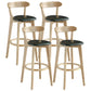 Nordic Wood Simple Barstool 28" H Indoor Tall Stool with Upholstered Blackish Green 4 Piece Set Clearhalo 'Bar Furniture' 'Bar Stools' 'bar_stools' 'furn' 'furn_bar_stools' 'furniture_bar_stools' 'Kitchen & Dining Furniture' 'kitchen&dining_furn' 'kitchen' 'kitchen_furn' Furniture' 4416312