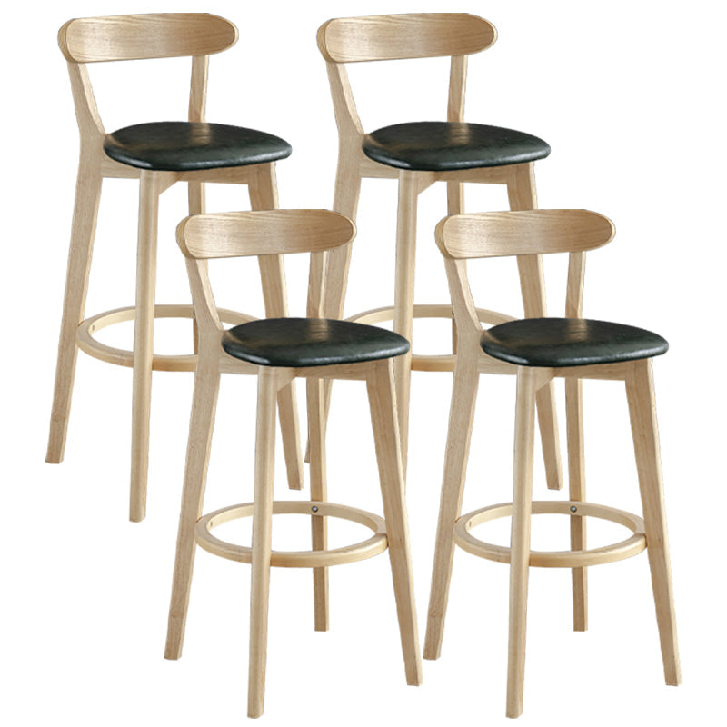 Nordic Wood Simple Barstool 28" H Indoor Tall Stool with Upholstered Blackish Green 4 Piece Set Clearhalo 'Bar Furniture' 'Bar Stools' 'bar_stools' 'furn' 'furn_bar_stools' 'furniture_bar_stools' 'Kitchen & Dining Furniture' 'kitchen&dining_furn' 'kitchen' 'kitchen_furn' Furniture' 4416312