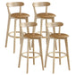 Nordic Wood Simple Barstool 28" H Indoor Tall Stool with Upholstered Ginger 4 Piece Set Clearhalo 'Bar Furniture' 'Bar Stools' 'bar_stools' 'furn' 'furn_bar_stools' 'furniture_bar_stools' 'Kitchen & Dining Furniture' 'kitchen&dining_furn' 'kitchen' 'kitchen_furn' Furniture' 4416313