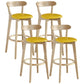 Nordic Wood Simple Barstool 28" H Indoor Tall Stool with Upholstered Dark Yellow 4 Piece Set Clearhalo 'Bar Furniture' 'Bar Stools' 'bar_stools' 'furn' 'furn_bar_stools' 'furniture_bar_stools' 'Kitchen & Dining Furniture' 'kitchen&dining_furn' 'kitchen' 'kitchen_furn' Furniture' 4416314