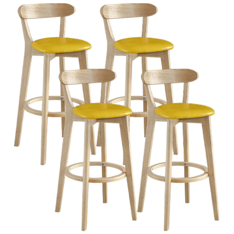 Nordic Wood Simple Barstool 28" H Indoor Tall Stool with Upholstered Dark Yellow 4 Piece Set Clearhalo 'Bar Furniture' 'Bar Stools' 'bar_stools' 'furn' 'furn_bar_stools' 'furniture_bar_stools' 'Kitchen & Dining Furniture' 'kitchen&dining_furn' 'kitchen' 'kitchen_furn' Furniture' 4416314