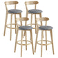 Nordic Wood Simple Barstool 28" H Indoor Tall Stool with Upholstered Dark Gray 4 Piece Set Clearhalo 'Bar Furniture' 'Bar Stools' 'bar_stools' 'furn' 'furn_bar_stools' 'furniture_bar_stools' 'Kitchen & Dining Furniture' 'kitchen&dining_furn' 'kitchen' 'kitchen_furn' Furniture' 4416315