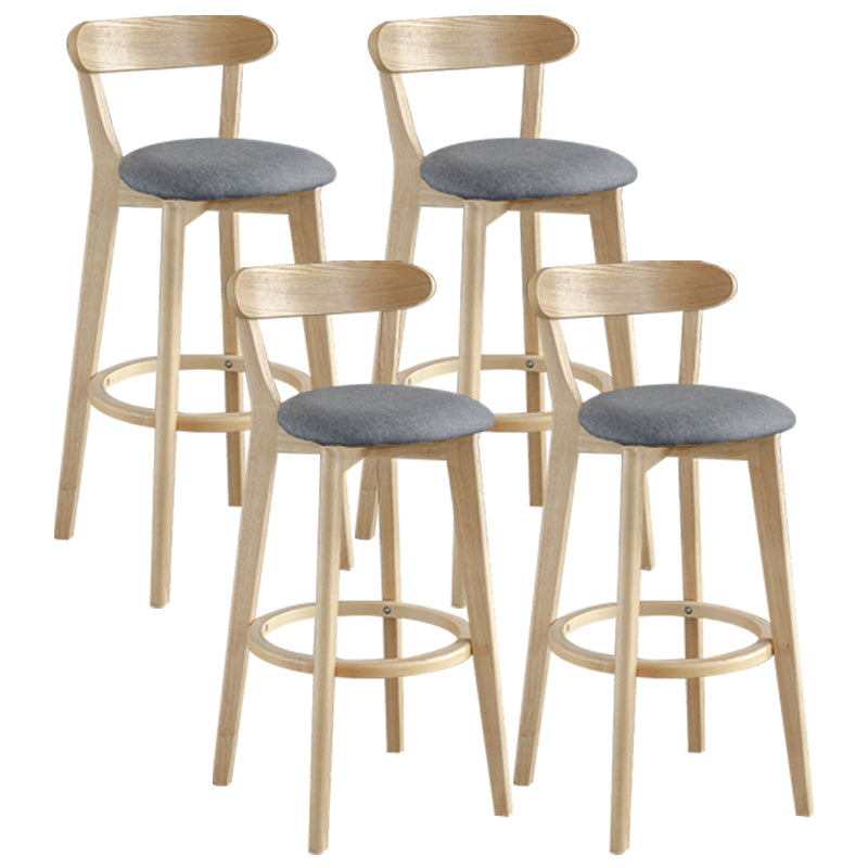 Nordic Wood Simple Barstool 28" H Indoor Tall Stool with Upholstered Dark Gray 4 Piece Set Clearhalo 'Bar Furniture' 'Bar Stools' 'bar_stools' 'furn' 'furn_bar_stools' 'furniture_bar_stools' 'Kitchen & Dining Furniture' 'kitchen&dining_furn' 'kitchen' 'kitchen_furn' Furniture' 4416315