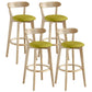 Nordic Wood Simple Barstool 28" H Indoor Tall Stool with Upholstered Green 4 Piece Set Clearhalo 'Bar Furniture' 'Bar Stools' 'bar_stools' 'furn' 'furn_bar_stools' 'furniture_bar_stools' 'Kitchen & Dining Furniture' 'kitchen&dining_furn' 'kitchen' 'kitchen_furn' Furniture' 4416316