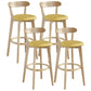 Nordic Wood Simple Barstool 28" H Indoor Tall Stool with Upholstered Yellow 4 Piece Set Clearhalo 'Bar Furniture' 'Bar Stools' 'bar_stools' 'furn' 'furn_bar_stools' 'furniture_bar_stools' 'Kitchen & Dining Furniture' 'kitchen&dining_furn' 'kitchen' 'kitchen_furn' Furniture' 4416317