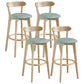 Nordic Wood Simple Barstool 28" H Indoor Tall Stool with Upholstered Mint Green 4 Piece Set Clearhalo 'Bar Furniture' 'Bar Stools' 'bar_stools' 'furn' 'furn_bar_stools' 'furniture_bar_stools' 'Kitchen & Dining Furniture' 'kitchen&dining_furn' 'kitchen' 'kitchen_furn' Furniture' 4416318