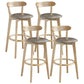 Nordic Wood Simple Barstool 28" H Indoor Tall Stool with Upholstered Grey 4 Piece Set Clearhalo 'Bar Furniture' 'Bar Stools' 'bar_stools' 'furn' 'furn_bar_stools' 'furniture_bar_stools' 'Kitchen & Dining Furniture' 'kitchen&dining_furn' 'kitchen' 'kitchen_furn' Furniture' 4416319