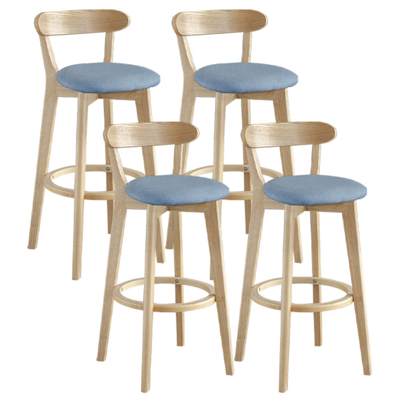 Nordic Wood Simple Barstool 28" H Indoor Tall Stool with Upholstered Sky Blue 4 Piece Set Clearhalo 'Bar Furniture' 'Bar Stools' 'bar_stools' 'furn' 'furn_bar_stools' 'furniture_bar_stools' 'Kitchen & Dining Furniture' 'kitchen&dining_furn' 'kitchen' 'kitchen_furn' Furniture' 4416321