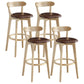 Nordic Wood Simple Barstool 28" H Indoor Tall Stool with Upholstered Dark Brown 4 Piece Set Clearhalo 'Bar Furniture' 'Bar Stools' 'bar_stools' 'furn' 'furn_bar_stools' 'furniture_bar_stools' 'Kitchen & Dining Furniture' 'kitchen&dining_furn' 'kitchen' 'kitchen_furn' Furniture' 4416323