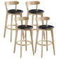 Nordic Wood Simple Barstool 28" H Indoor Tall Stool with Upholstered Black 4 Piece Set Clearhalo 'Bar Furniture' 'Bar Stools' 'bar_stools' 'furn' 'furn_bar_stools' 'furniture_bar_stools' 'Kitchen & Dining Furniture' 'kitchen&dining_furn' 'kitchen' 'kitchen_furn' Furniture' 4416324