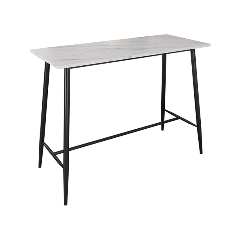 Industrial Black Metal Bar Table Rectangle Top 41.3"H Bistro Table with Footrest Grey White Without Chairs Clearhalo 'Bar Furniture' 'Bar Tables' 'bar_tables' 'furn' 'furn_bar_tables' 'Furniture' 'furniture_bar_tables' 'Kitchen & Dining Furniture' 4416364