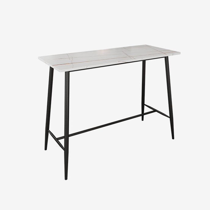 Industrial Black Metal Bar Table Rectangle Top 41.3"H Bistro Table with Footrest Clearhalo 'Bar Furniture' 'Bar Tables' 'bar_tables' 'furn' 'furn_bar_tables' 'Furniture' 'furniture_bar_tables' 'Kitchen & Dining Furniture' 4416365