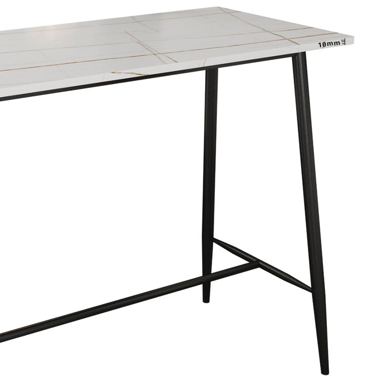 Industrial Black Metal Bar Table Rectangle Top 41.3"H Bistro Table with Footrest Clearhalo 'Bar Furniture' 'Bar Tables' 'bar_tables' 'furn' 'furn_bar_tables' 'Furniture' 'furniture_bar_tables' 'Kitchen & Dining Furniture' 4416366
